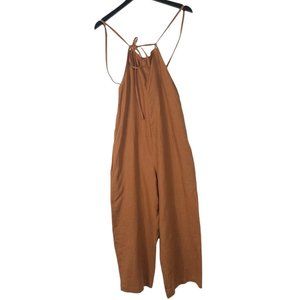 NWT Kordal Faye 100% Linen Wide Leg Ankle Crop Jumpsuit in Clove Brown Size XS